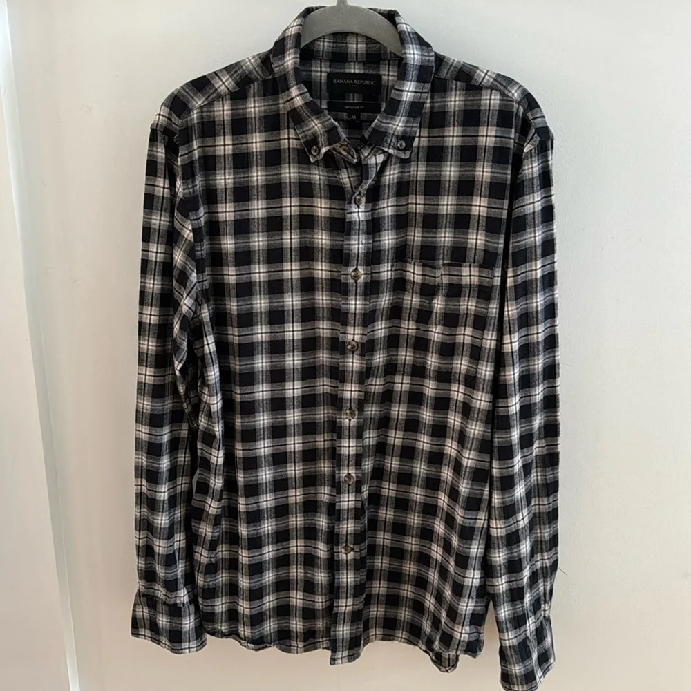 Banana Republic Men’s Plaid Flannel Button Down Sirt Size M